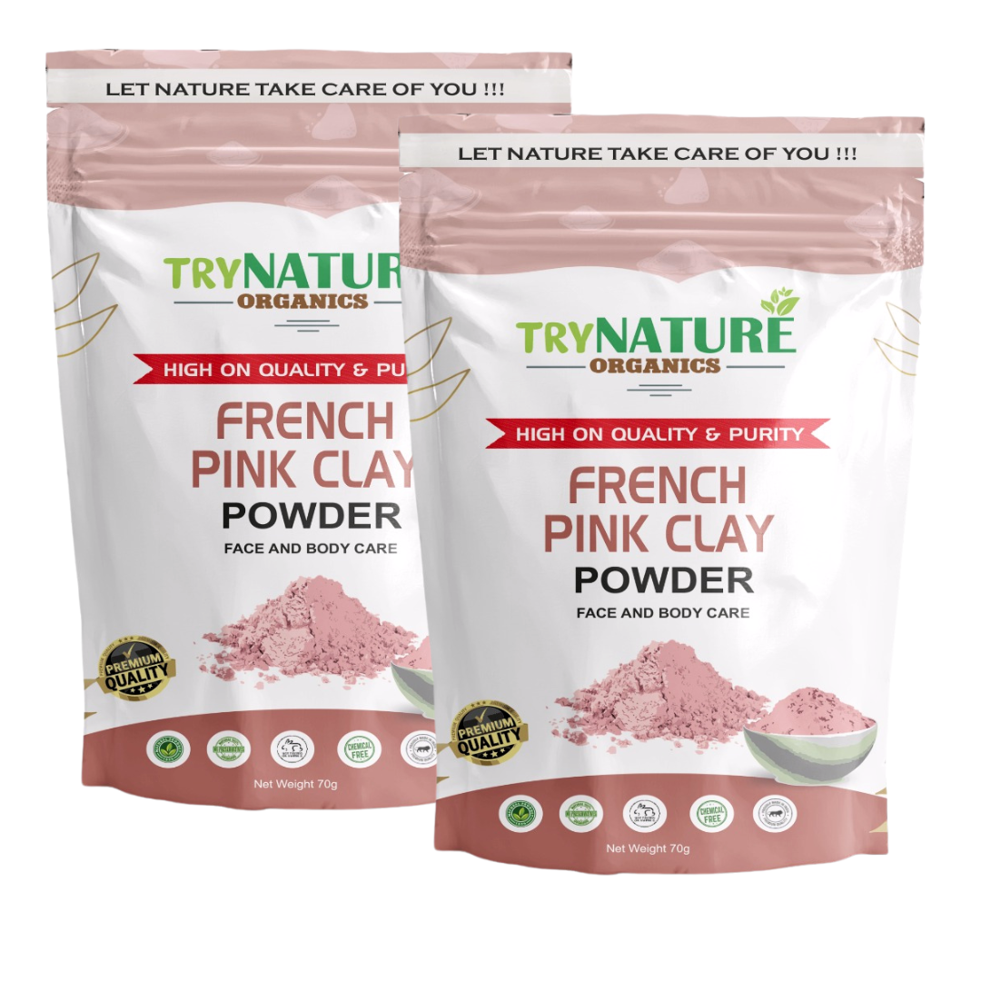 French Pink Clay Powder for Face & Body | Natural Face Pack for Glowing Skin | Skin Brightening Face Pack | TryNature Organics