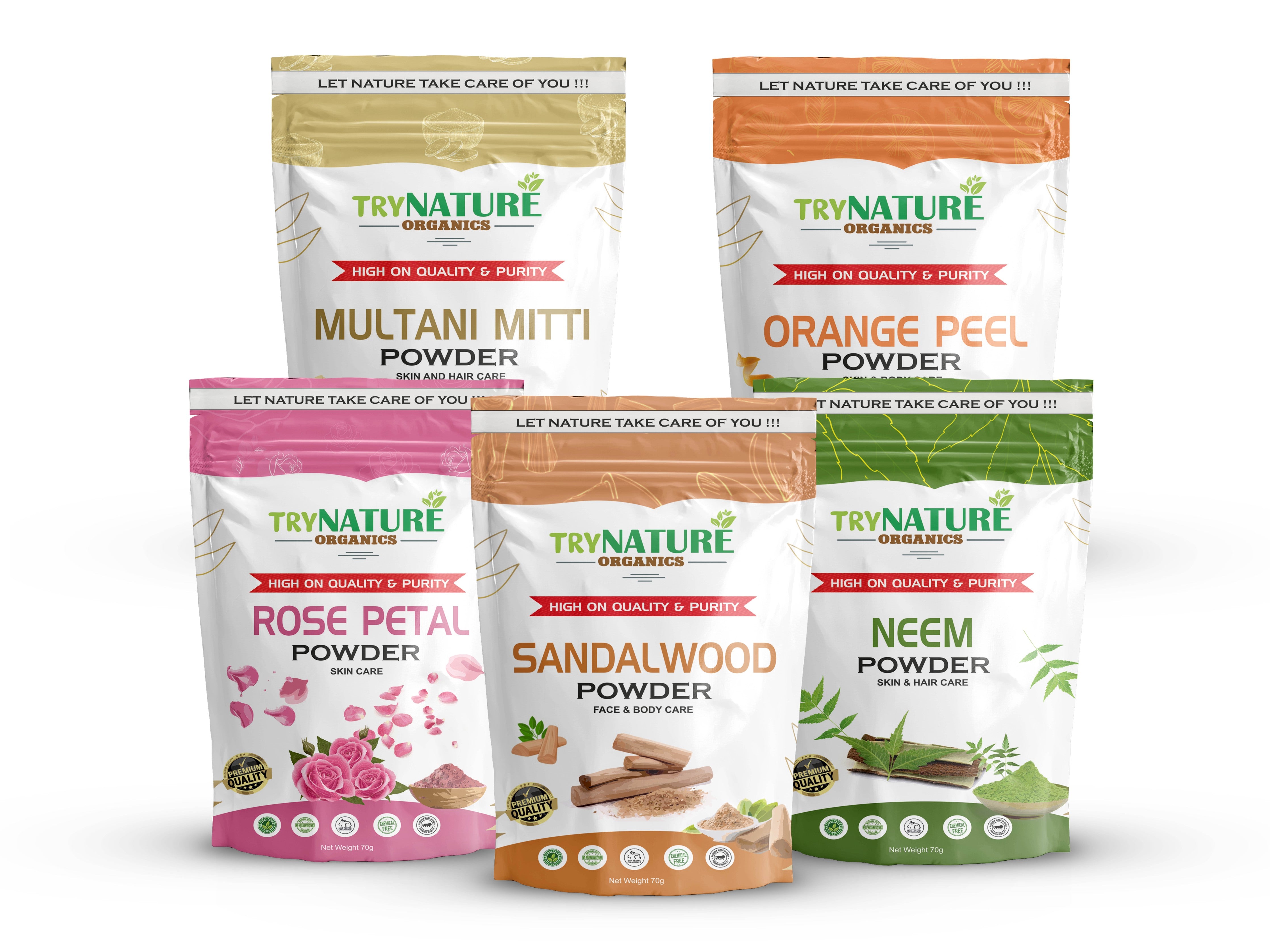 TRY NATURE 5-in-1 Herbal Face Pack | Multani Mitti, Orange Peel, Rose, Sandalwood & Neem for Clear & Glowing Skin [Listing# 17]