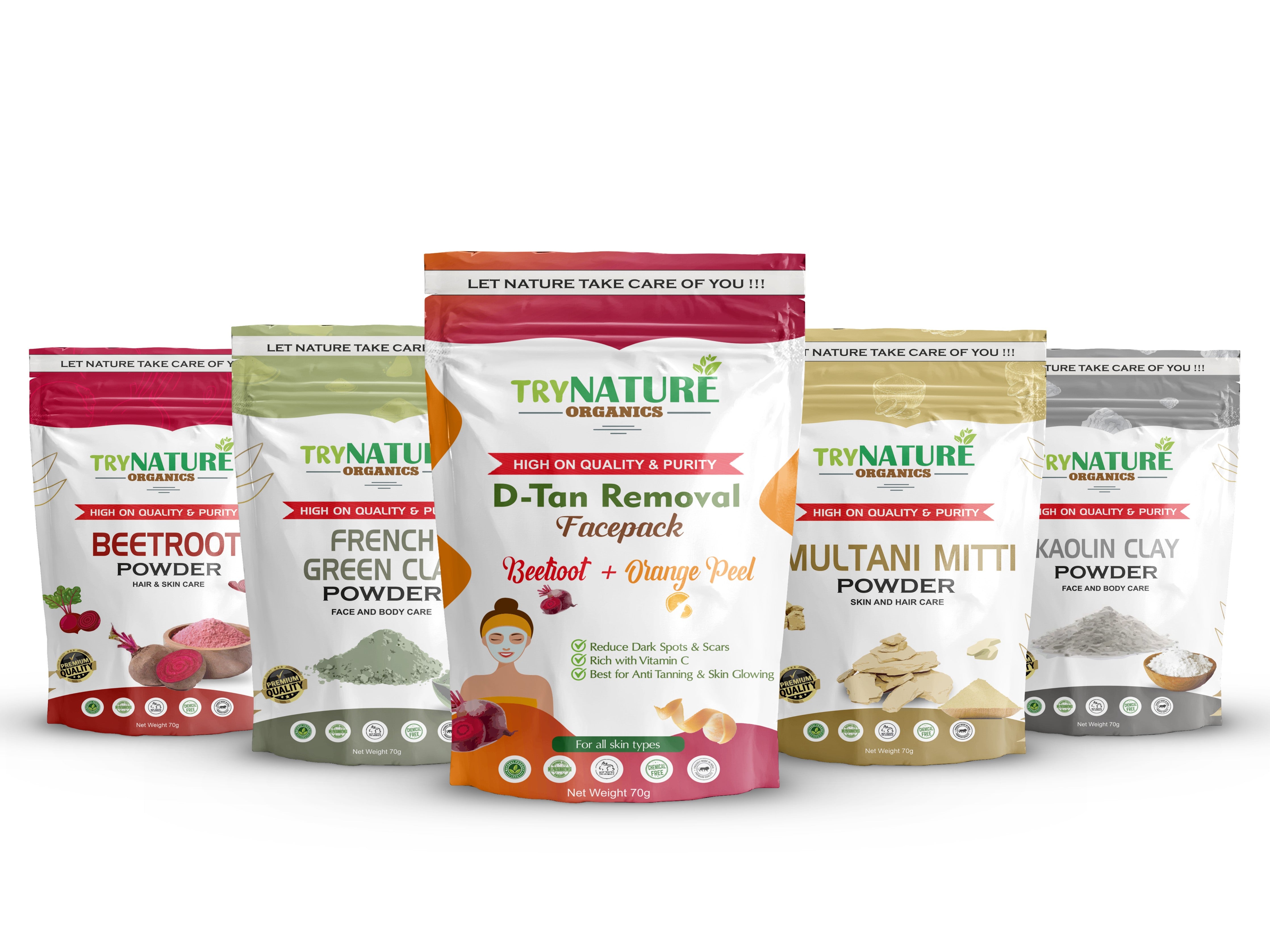 TRY NATURE Detan & Glow Face Pack | Beetroot, French Clay, Multani Mitti & Kaolin for Bright Skin [Listing# 23]