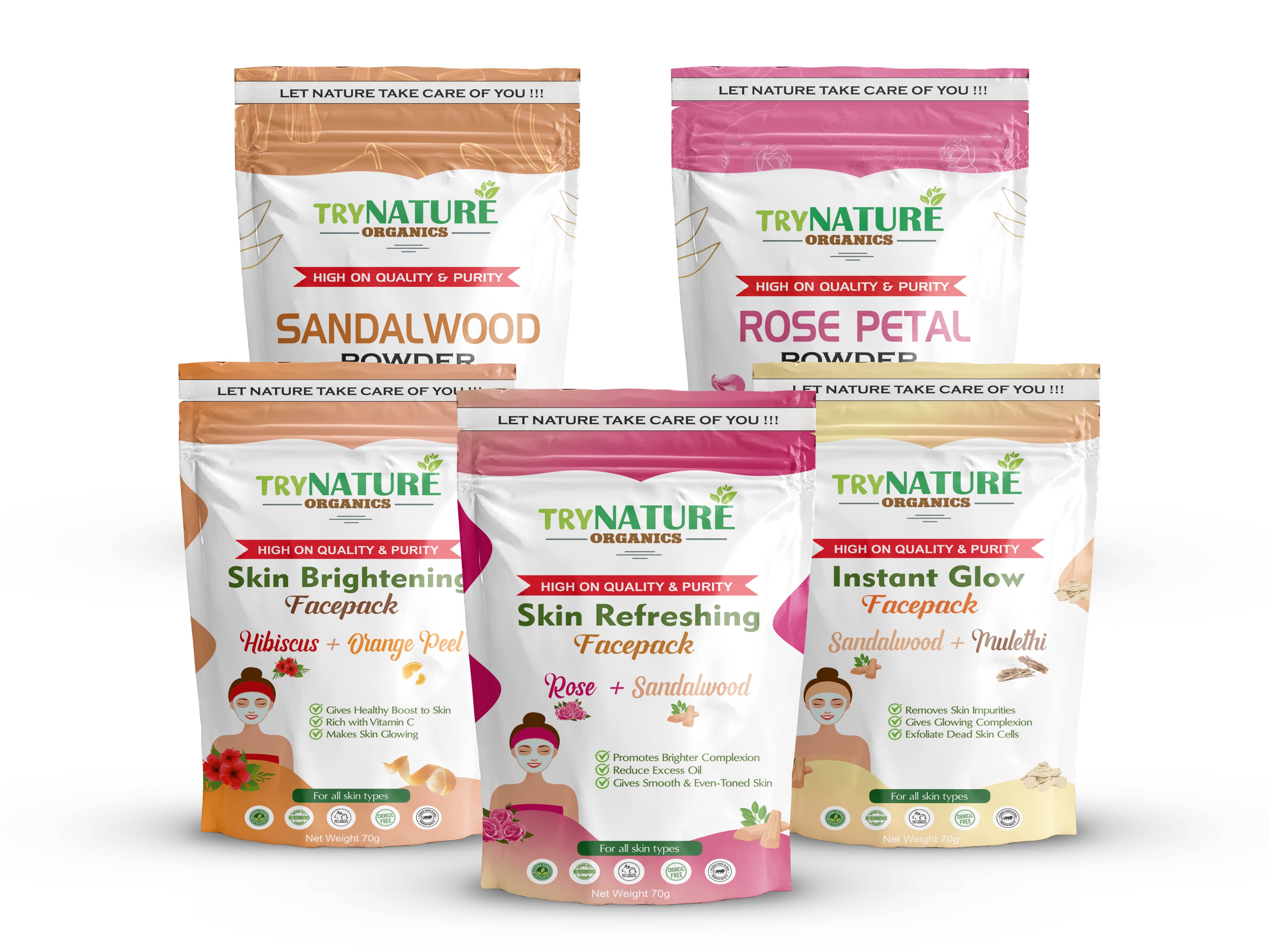 TRY NATURE Glow & Refresh Face Pack | Sandalwood, Rose & Brightening Blend for Radiant Skin [Listing# 26]