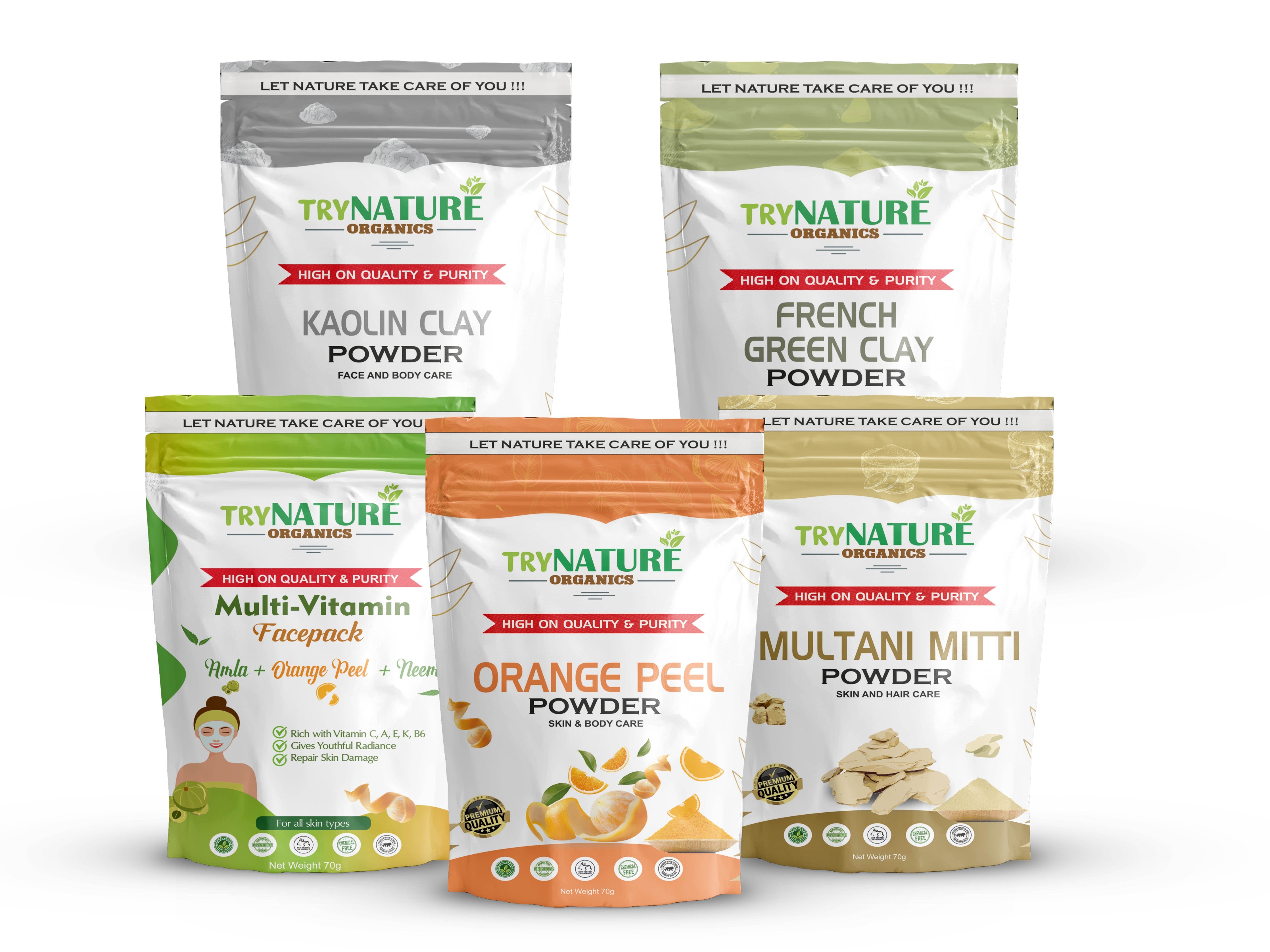 TRY NATURE Nourishing Face Pack | Kaolin, French Clay, Multani & Orange with Multi-Vitamin Boost [Listing# 28]