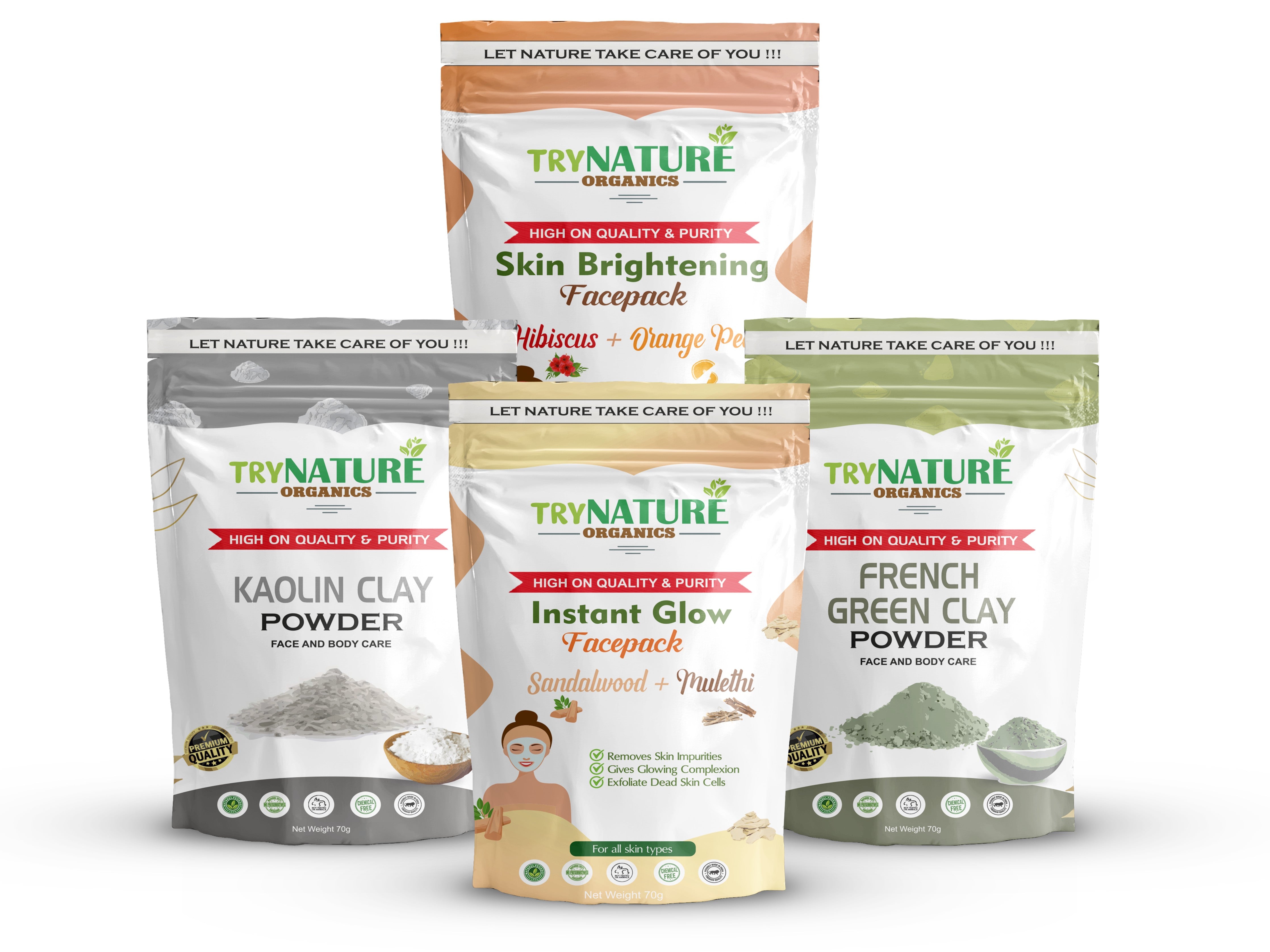 TRY NATURE Radiant Glow Face Pack | Kaolin & French Green Clay for Bright & Luminous Skin [Listing# 38]